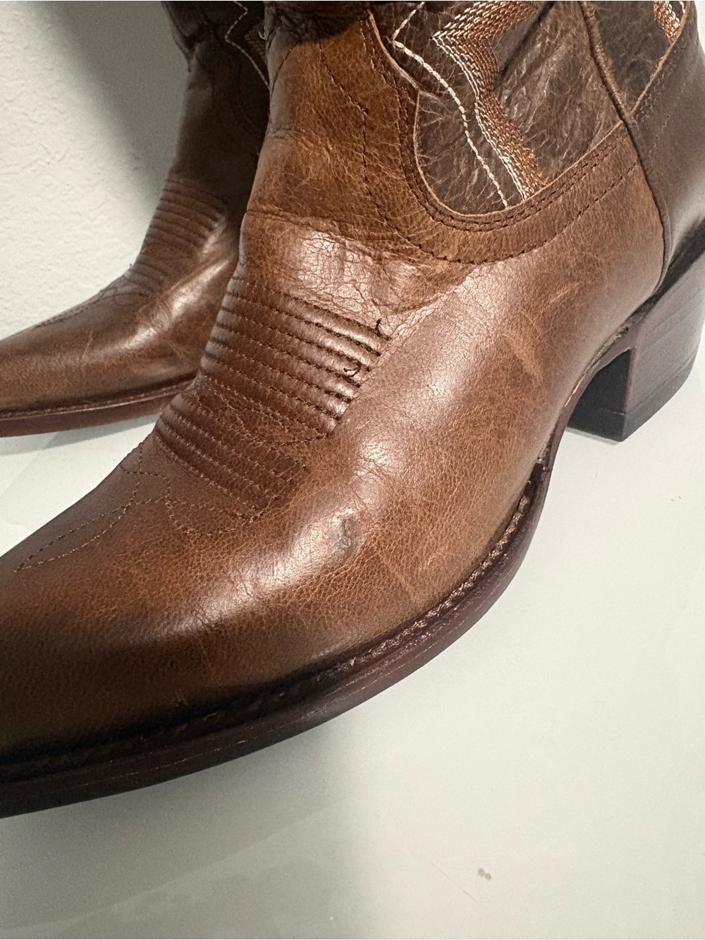 Tecovas Abby Mocha Brown Leather Heeled Western Boots - Picture 5 of 8